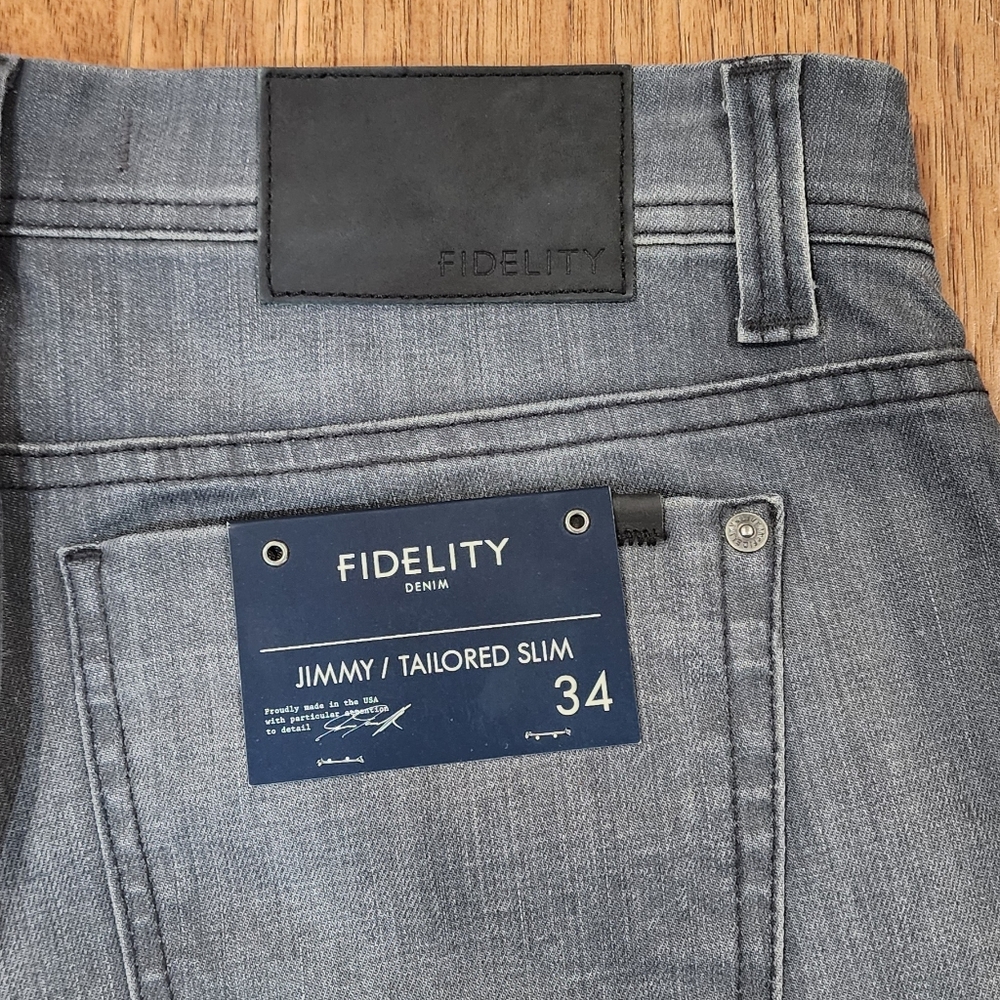 NWT Fidelity Washed Gray Denim Jimmy Bullet Vintage Stretch Jeans. 34x34 - Picture 5 of 10